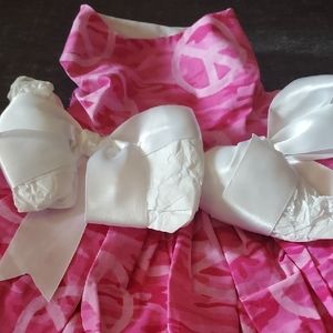 Pink and White Kids Dress with Bows